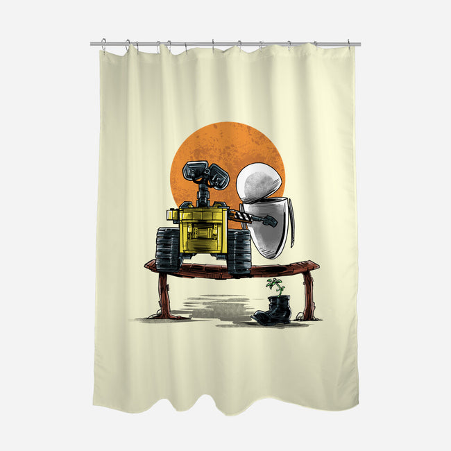 Robots Gazing At The Moon-none polyester shower curtain-zascanauta