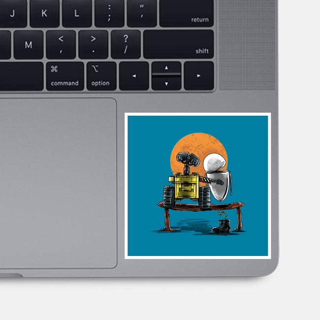 Robots Gazing At The Moon-none glossy sticker-zascanauta