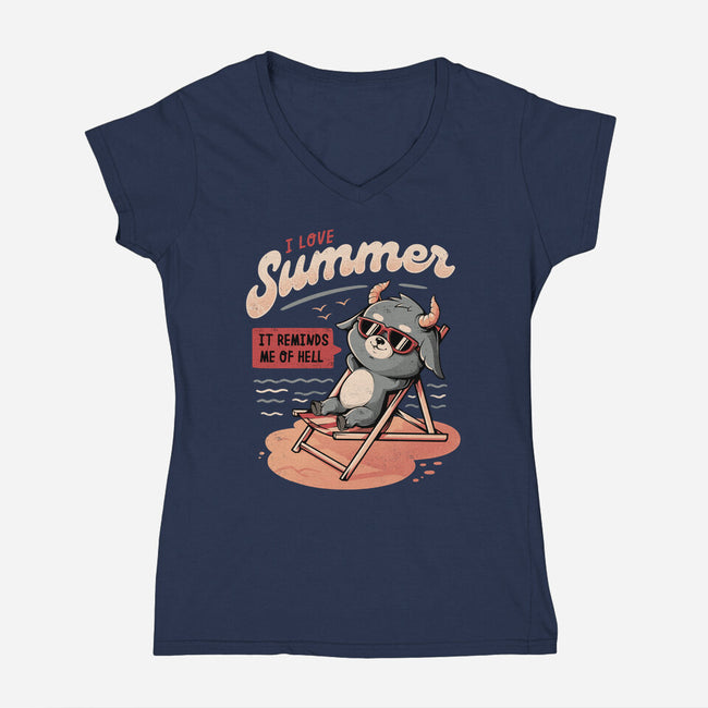 I Love Summer Hell-womens v-neck tee-eduely