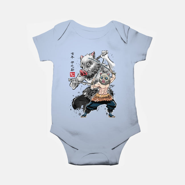 Slayer Inosuke Sumi-E-baby basic onesie-DrMonekers