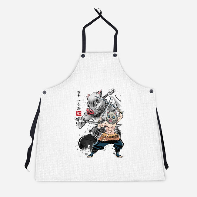 Slayer Inosuke Sumi-E-unisex kitchen apron-DrMonekers