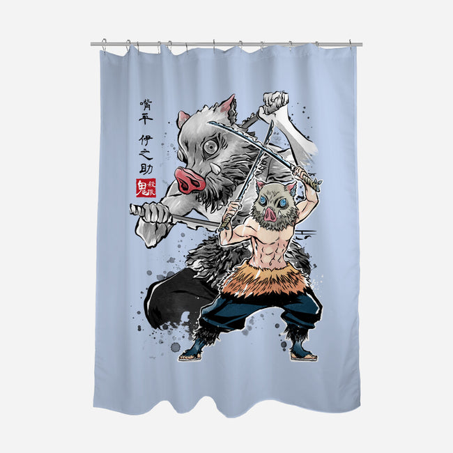 Slayer Inosuke Sumi-E-none polyester shower curtain-DrMonekers