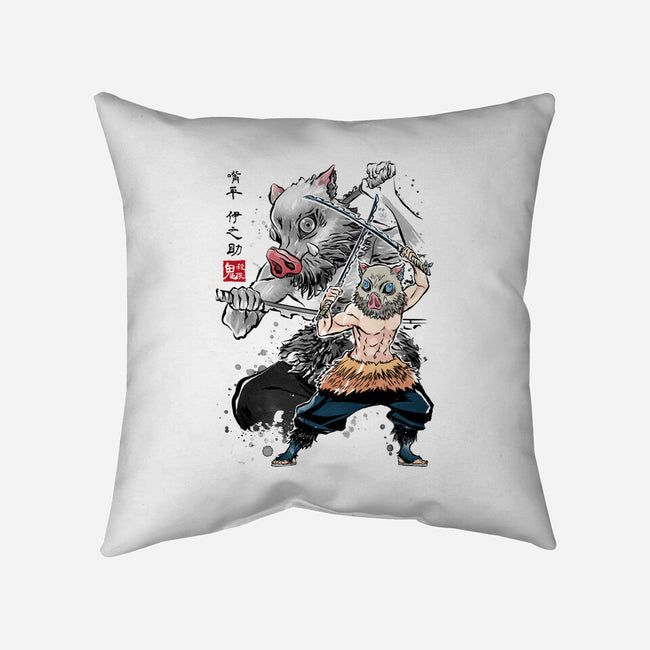 Slayer Inosuke Sumi-E-none removable cover w insert throw pillow-DrMonekers
