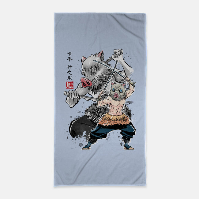 Slayer Inosuke Sumi-E-none beach towel-DrMonekers