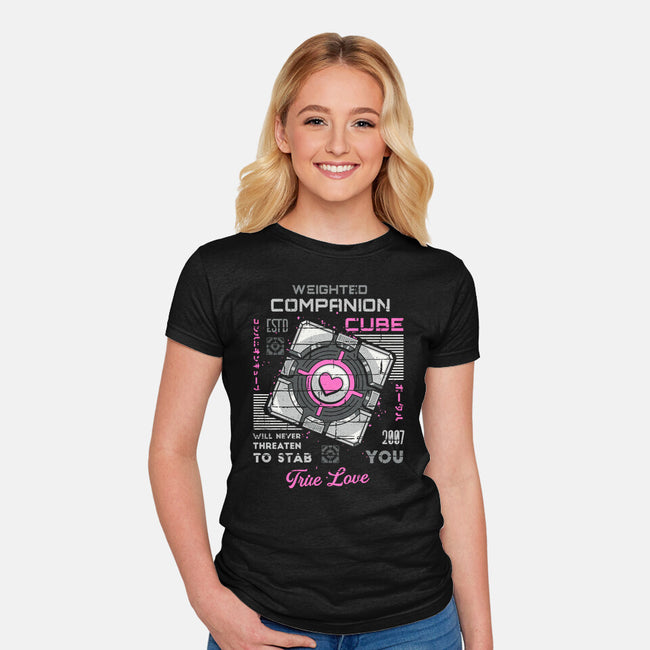 Companion Cube-womens fitted tee-Logozaste