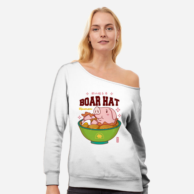Boar Hat Ramen-womens off shoulder sweatshirt-Logozaste