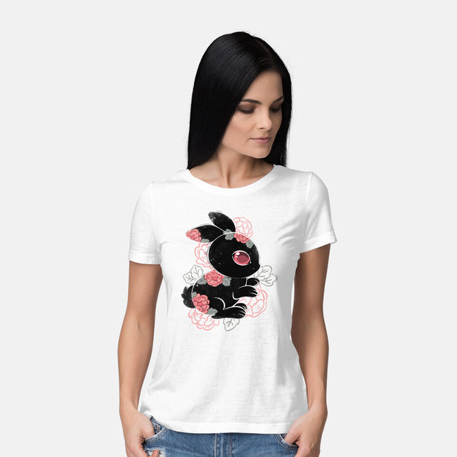 Ink Flower Rabbit-womens basic tee-ricolaa