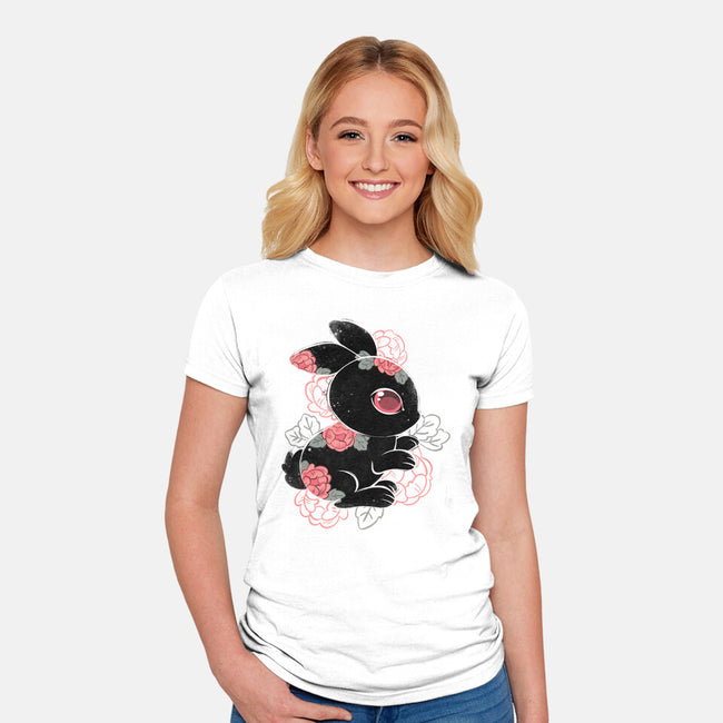 Ink Flower Rabbit-womens fitted tee-ricolaa
