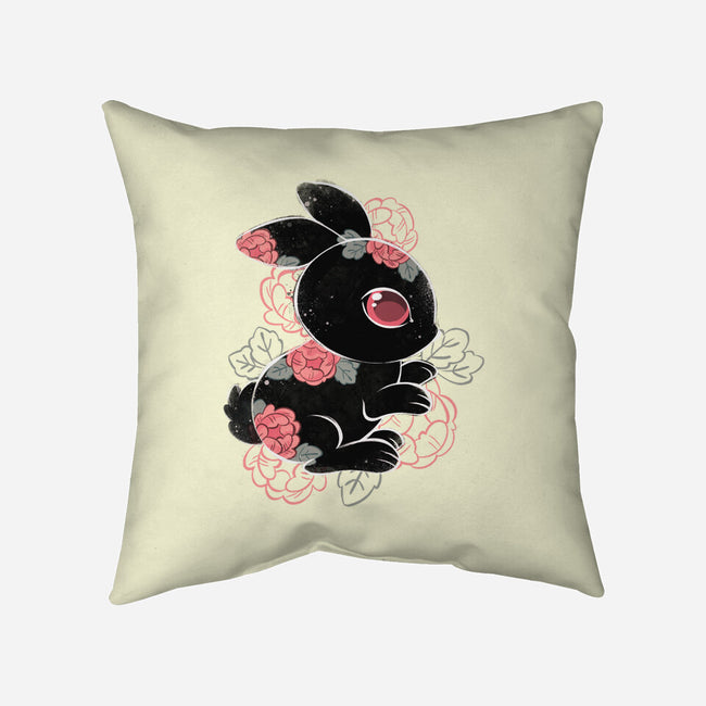 Ink Flower Rabbit-none removable cover w insert throw pillow-ricolaa