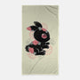 Ink Flower Rabbit-none beach towel-ricolaa