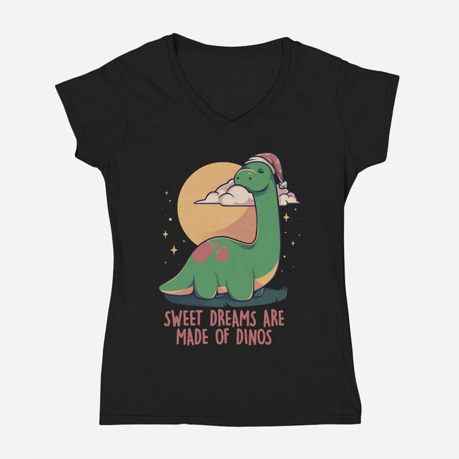 Dreams Are Made Of Dinos-womens v-neck tee-koalastudio