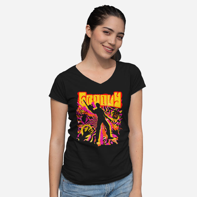 Stay Groovy Stay Evil-womens v-neck tee-rocketman_art