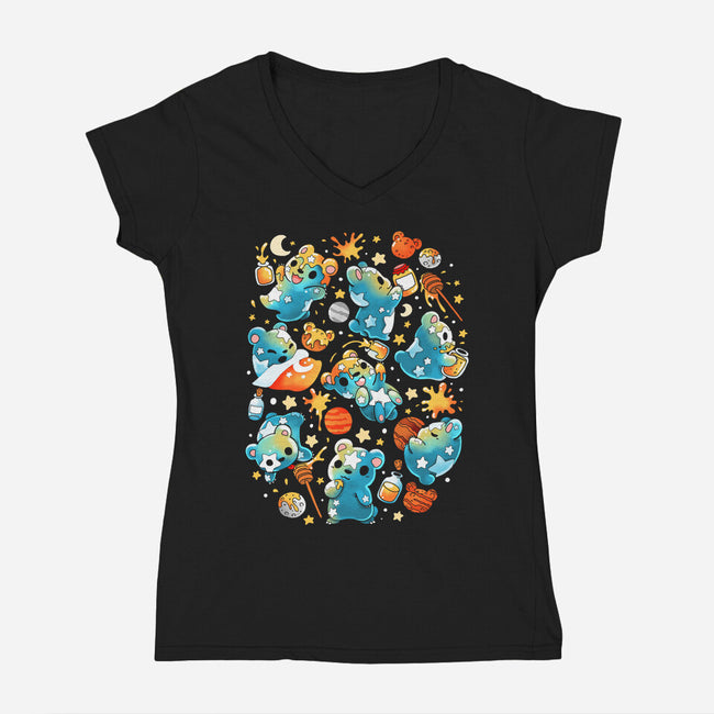Bear Stars-womens v-neck tee-Vallina84