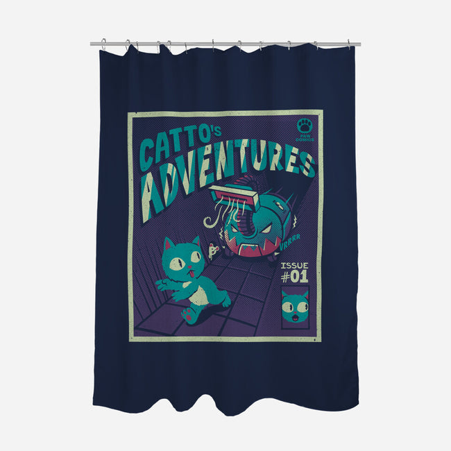 Catto Adventures-none polyester shower curtain-tobefonseca