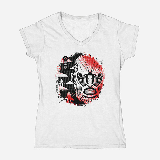 Colossal Face-womens v-neck tee-Logozaste