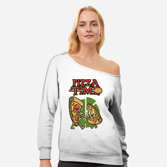 It's Pizza Time-womens off shoulder sweatshirt-Olipop