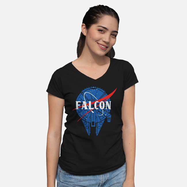 Falcon Nasa-womens v-neck tee-Melonseta