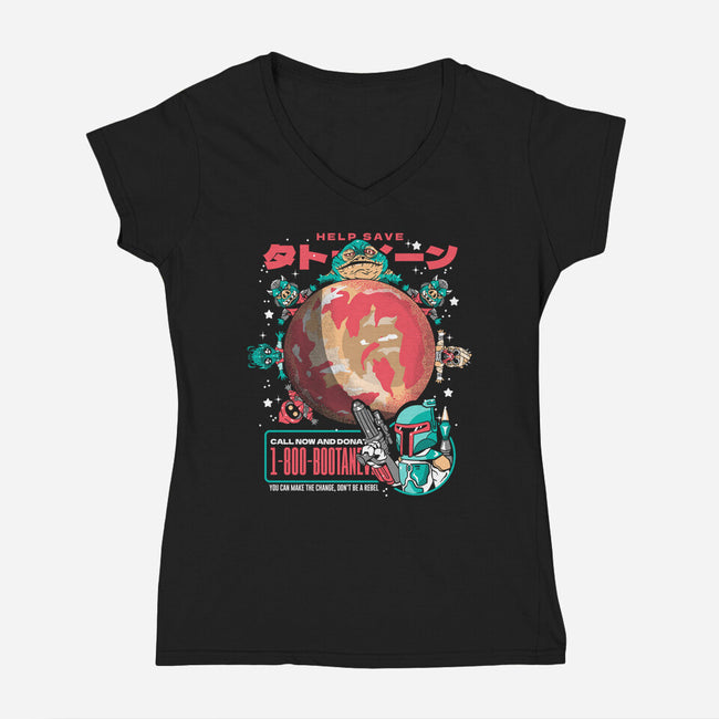 Save The Sand Planet-womens v-neck tee-Sketchdemao