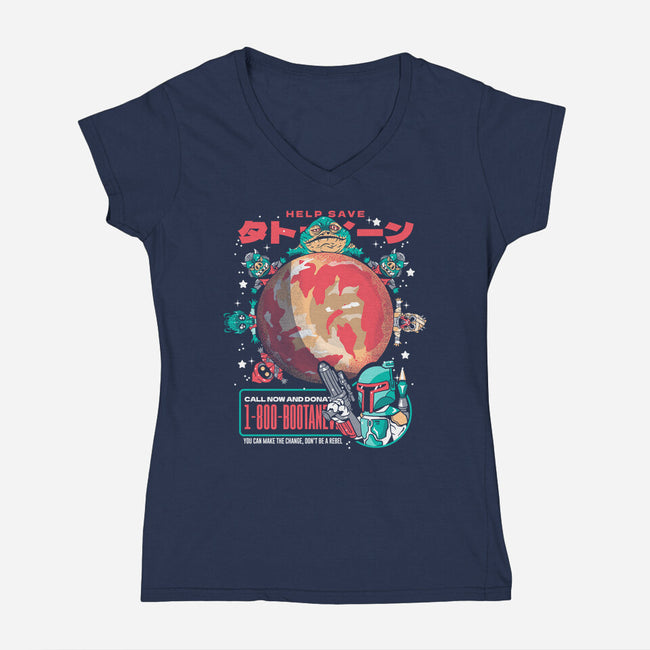 Save The Sand Planet-womens v-neck tee-Sketchdemao