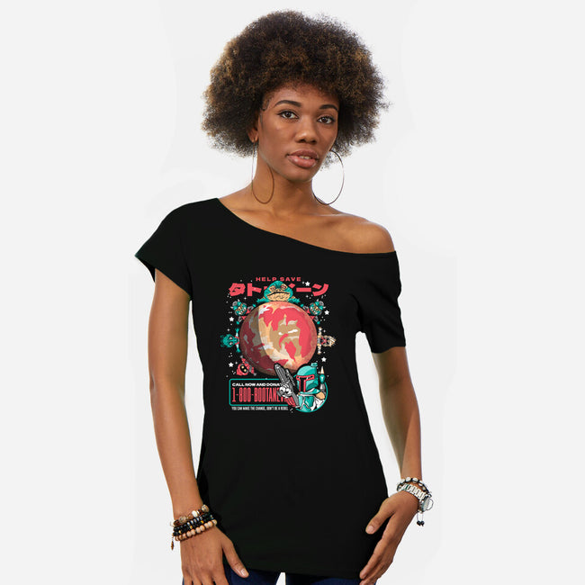 Save The Sand Planet-womens off shoulder tee-Sketchdemao