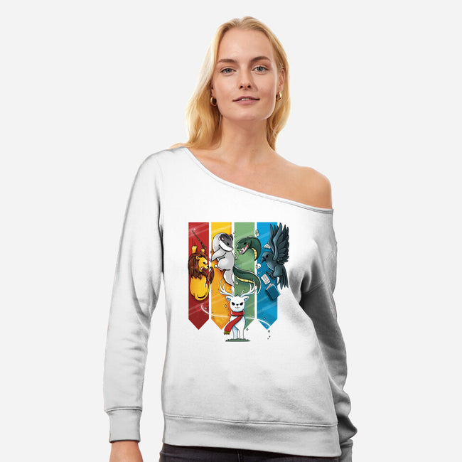 Magic Animals-womens off shoulder sweatshirt-Vallina84