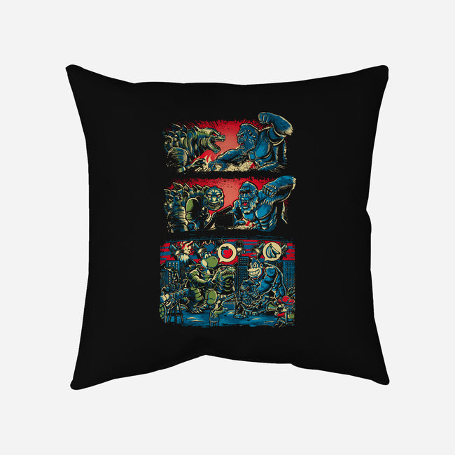 Gojira And The Mushroom Kingdom-none removable cover throw pillow-Knegosfield