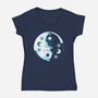 Yin Yang Moon Cats-womens v-neck tee-Vallina84