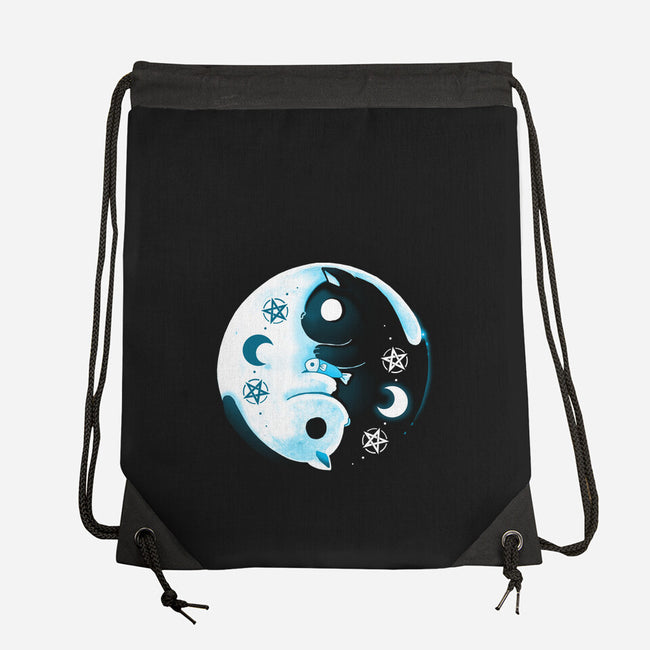 Yin Yang Moon Cats-none drawstring bag-Vallina84