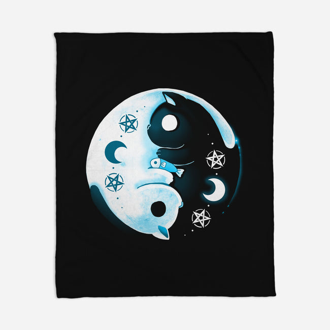 Yin Yang Moon Cats-none fleece blanket-Vallina84