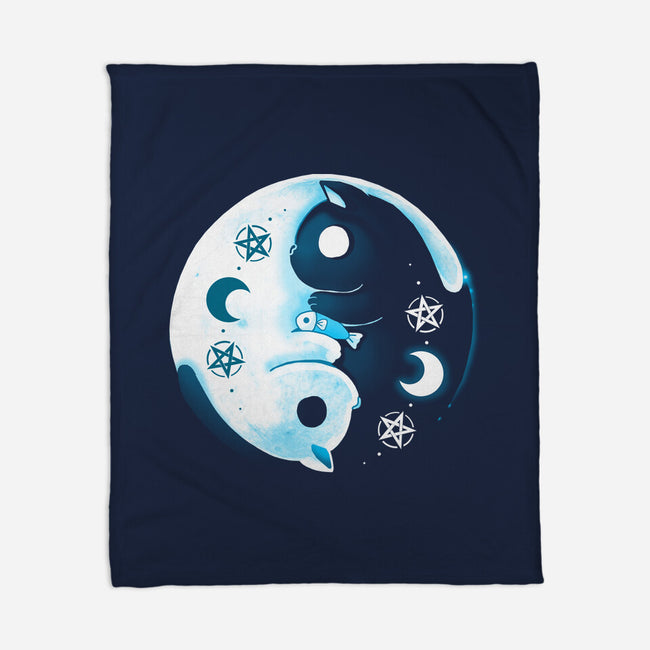 Yin Yang Moon Cats-none fleece blanket-Vallina84