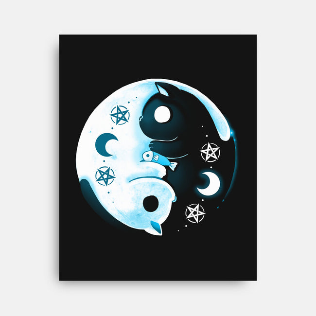 Yin Yang Moon Cats-none stretched canvas-Vallina84