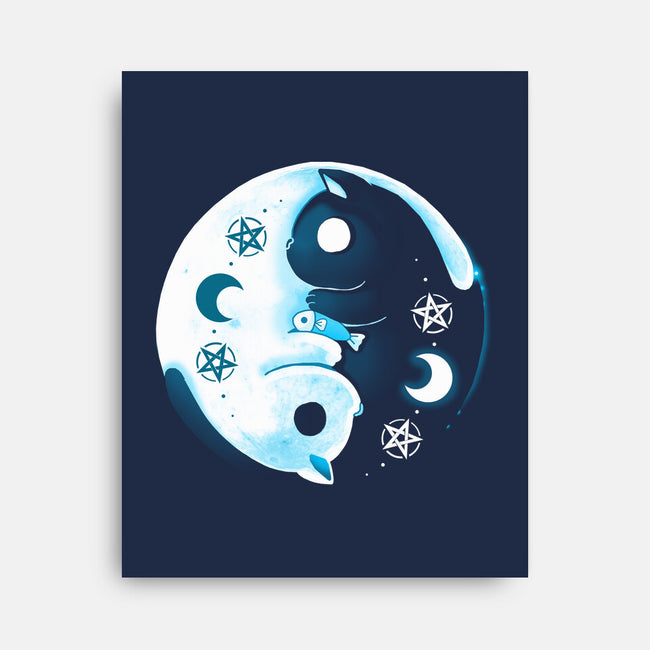 Yin Yang Moon Cats-none stretched canvas-Vallina84