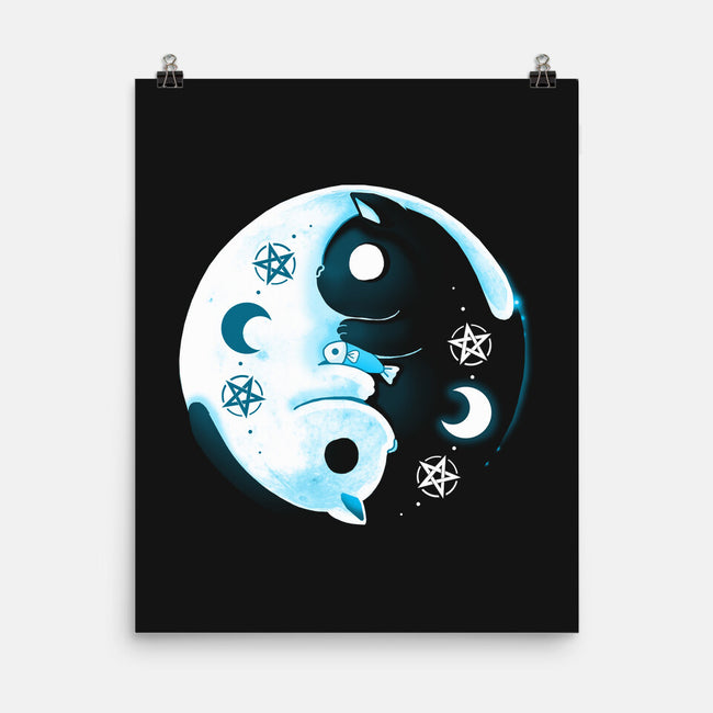 Yin Yang Moon Cats-none matte poster-Vallina84