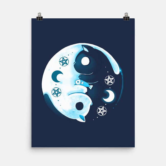 Yin Yang Moon Cats-none matte poster-Vallina84