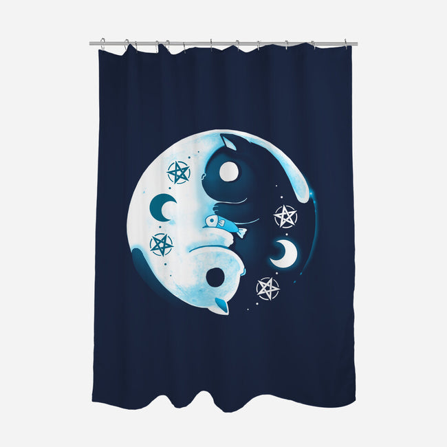 Yin Yang Moon Cats-none polyester shower curtain-Vallina84