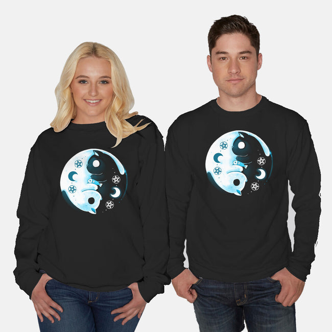 Yin Yang Moon Cats-unisex crew neck sweatshirt-Vallina84