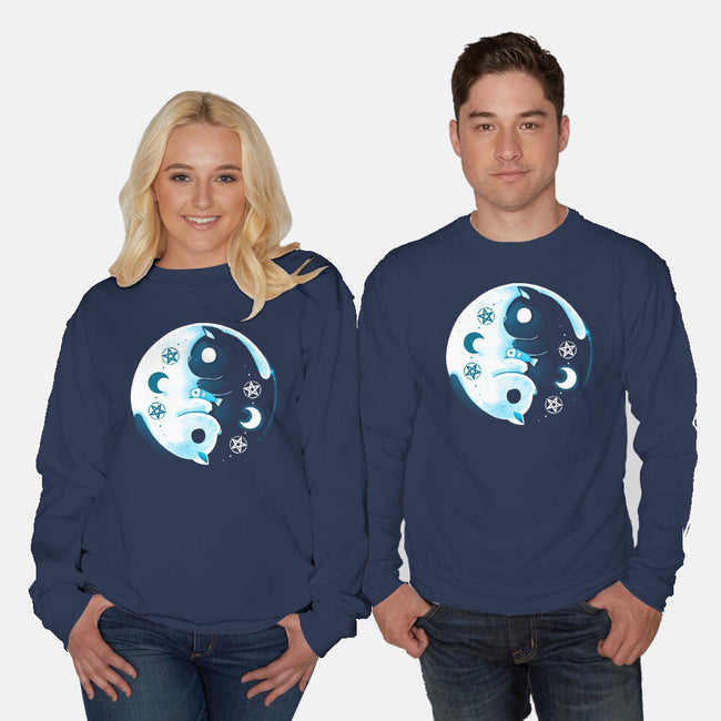Yin Yang Moon Cats-unisex crew neck sweatshirt-Vallina84
