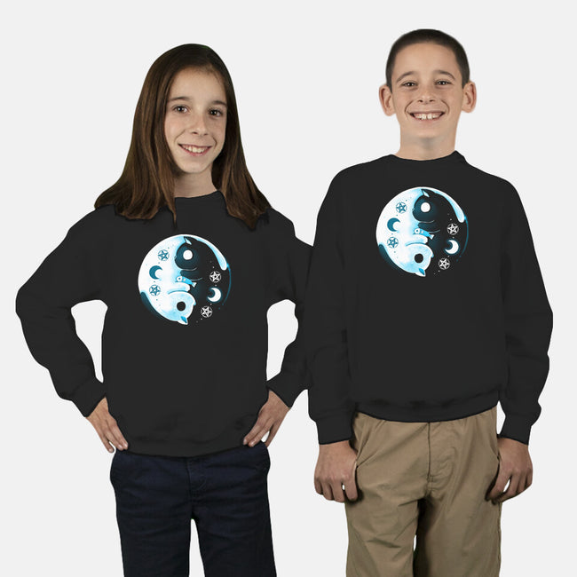 Yin Yang Moon Cats-youth crew neck sweatshirt-Vallina84