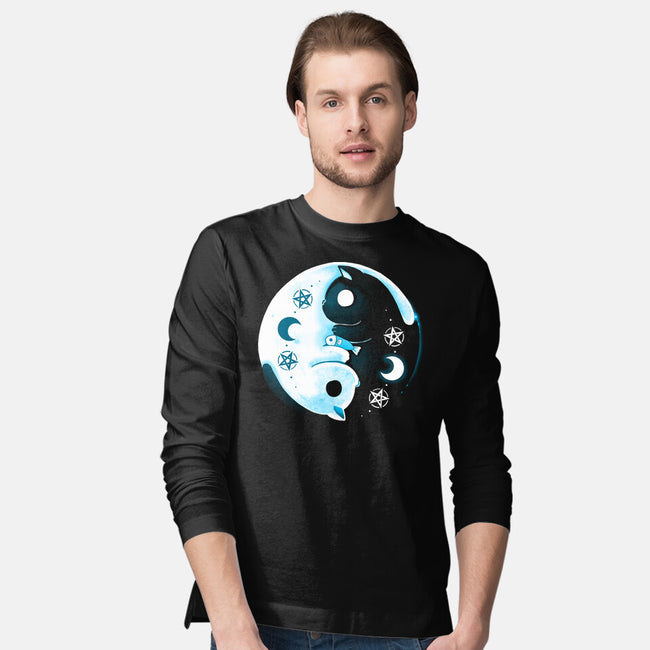 Yin Yang Moon Cats-mens long sleeved tee-Vallina84