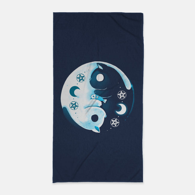 Yin Yang Moon Cats-none beach towel-Vallina84