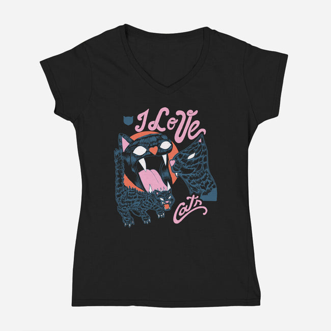 I Love Cats Vintage-womens v-neck tee-tobefonseca