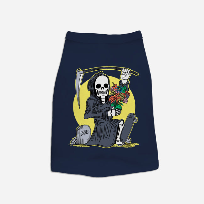 Death Holding Flowers-dog basic pet tank-tobefonseca