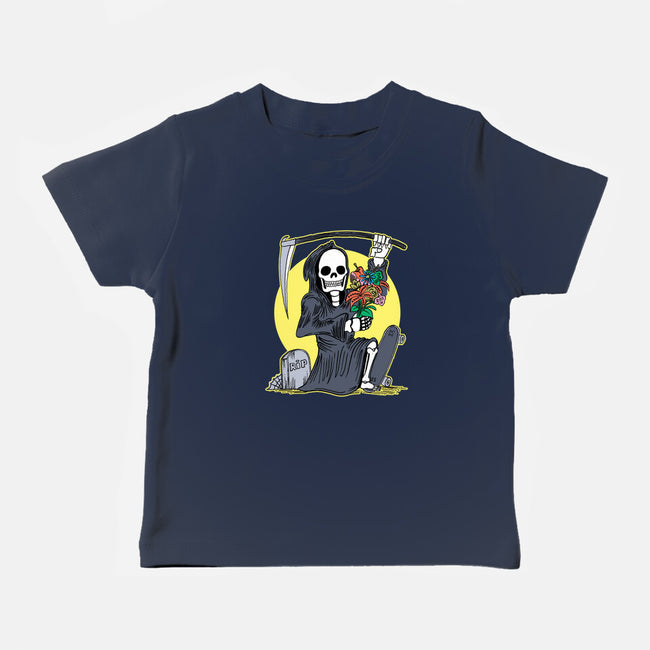 Death Holding Flowers-baby basic tee-tobefonseca