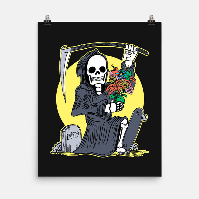 Death Holding Flowers-none matte poster-tobefonseca