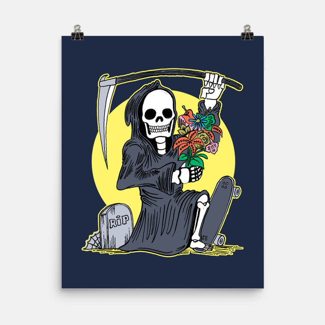 Death Holding Flowers-none matte poster-tobefonseca