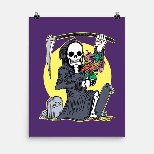 Death Holding Flowers-none matte poster-tobefonseca