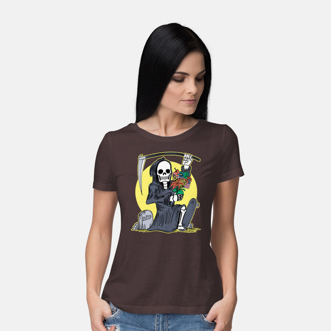 Death Holding Flowers-womens basic tee-tobefonseca