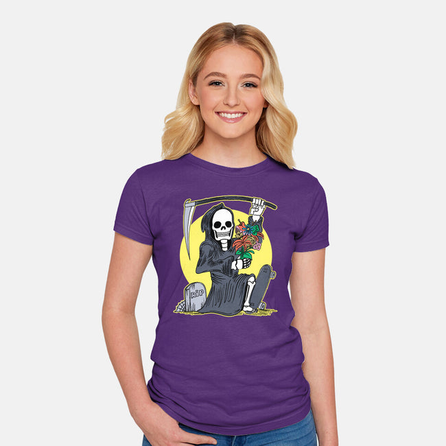 Death Holding Flowers-womens fitted tee-tobefonseca