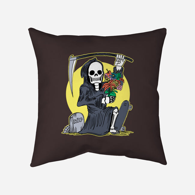 Death Holding Flowers-none removable cover w insert throw pillow-tobefonseca