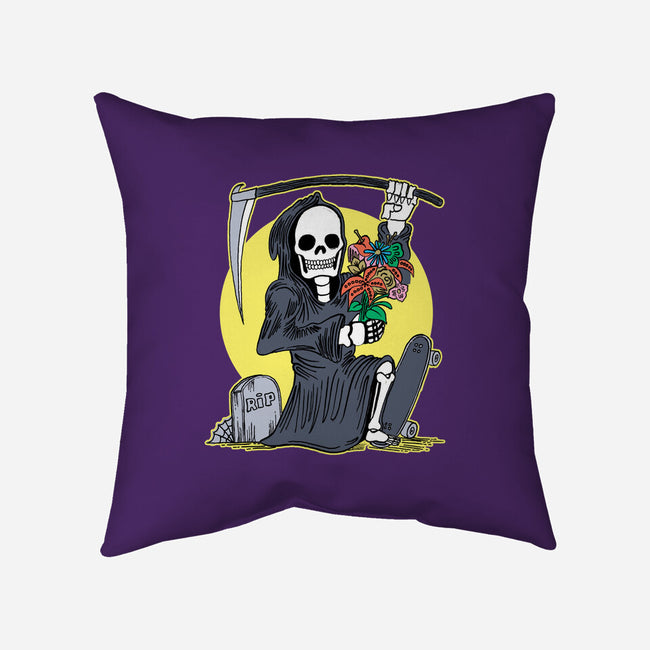 Death Holding Flowers-none removable cover w insert throw pillow-tobefonseca